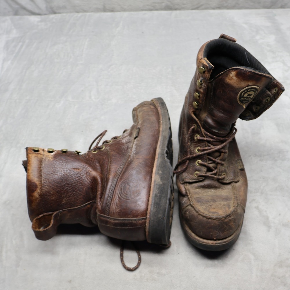 Red Wing Men 10.5 Hunting Boots Brown Irish Setter Hunt Moc Toe Lace Up READ